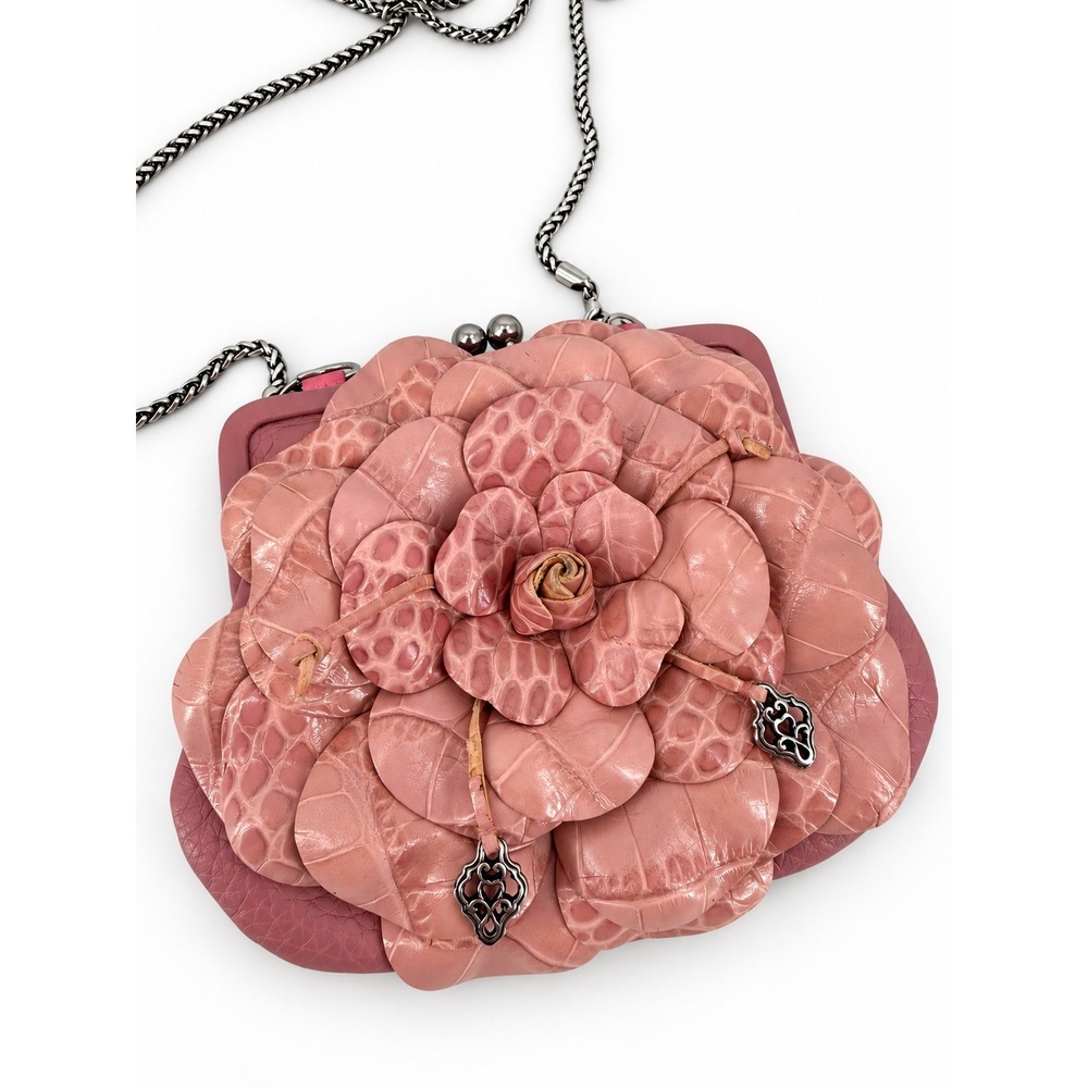 Brighton Rosalie Leather Bag Women Small Pink Rose Flower Crossbody Coquette